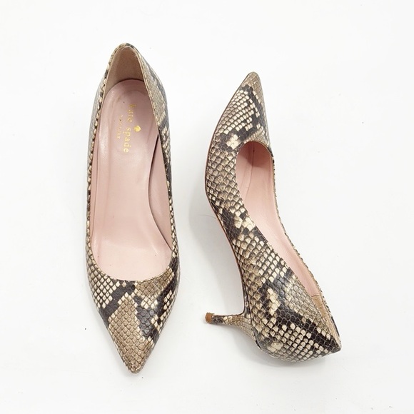 Kate Spade Melanie Snake Print Kitten Heel size 7 snakeskin pointed toe - Picture 1 of 16